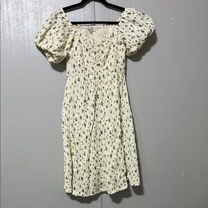 Floral Puff Sleeve Dress in Cream